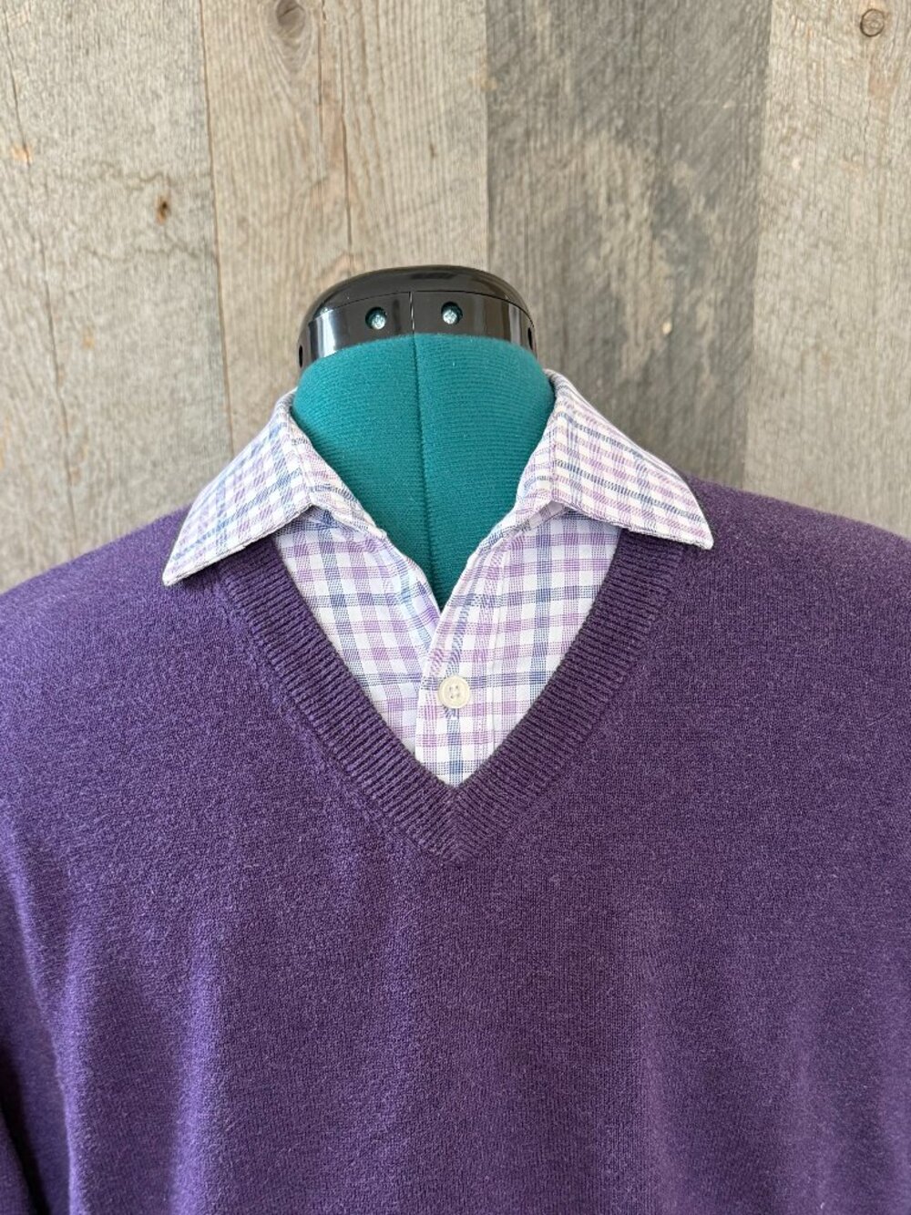 Sweater and Collared Shirt Combo - Purple and Size Large